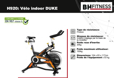 Spin Bike (transmission par courroie) - DUKE - H920